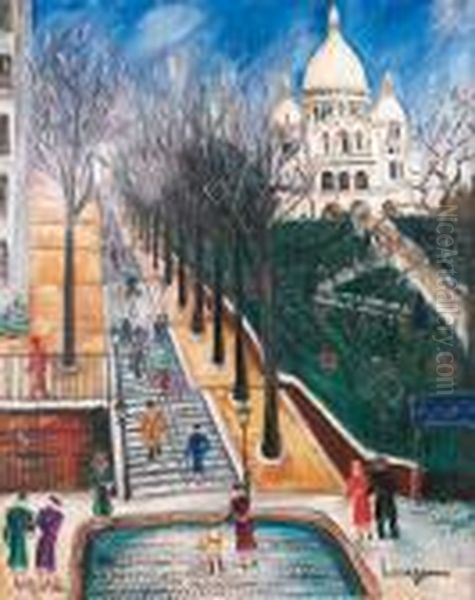 Montmartre Oil Painting by Lucien Genin