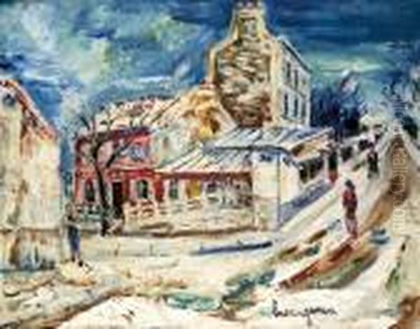 Le Lapin Agile Sous La Neige Oil Painting by Lucien Genin