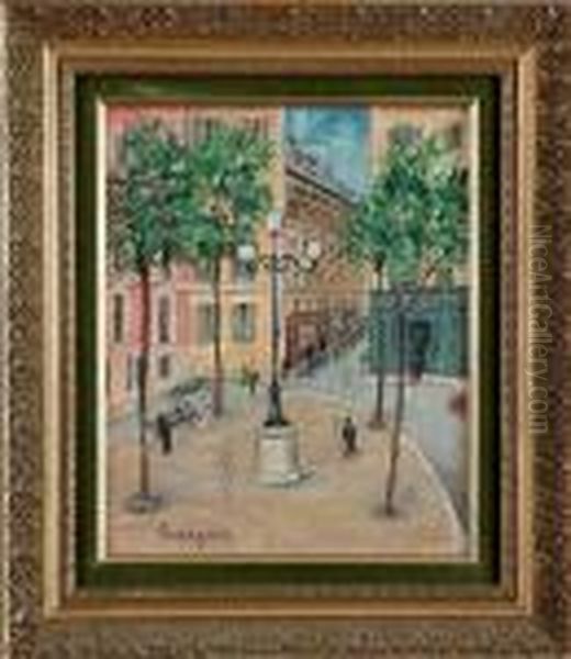 La Place Furstenberg A Paris Oil Painting by Lucien Genin