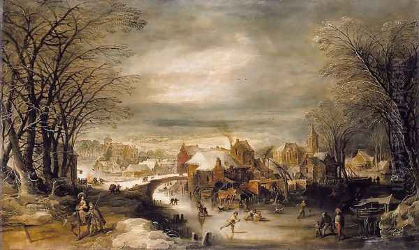 Winter Landscape with the Flight into Egypt Oil Painting by Joos De Momper