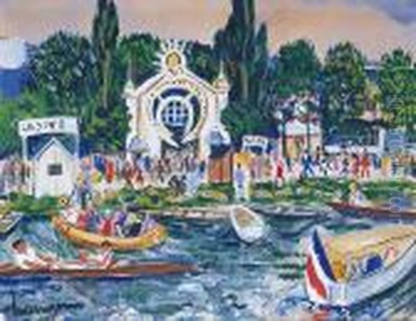 Les Canotiers Sur La Marne Oil Painting by Lucien Genin