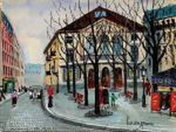 La Place Charles Dullin, Paris Oil Painting by Lucien Genin