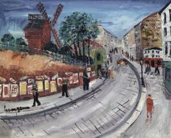 Moulin Du Blute-fin, Rue Lepic Oil Painting by Lucien Genin