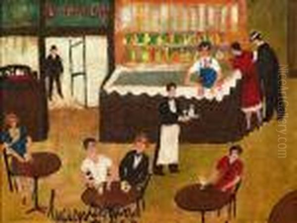 Bar Le Gaulois. Oil Painting by Lucien Genin