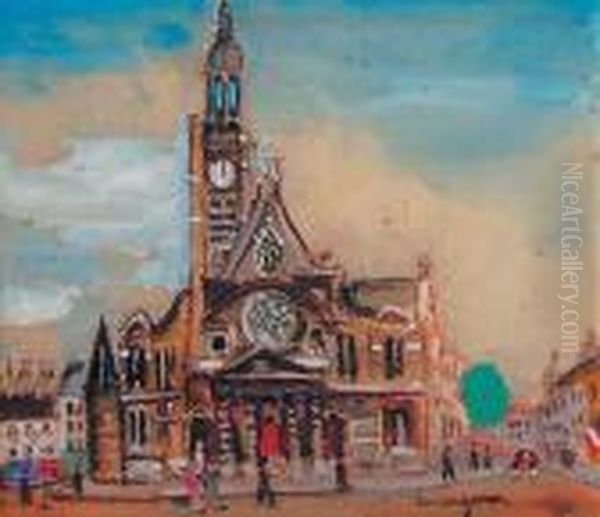 L'eglise Saint-etienne-du-mont A Paris Oil Painting by Lucien Genin