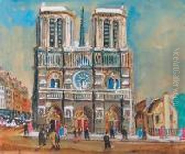 Notre-dame De Paris Oil Painting by Lucien Genin