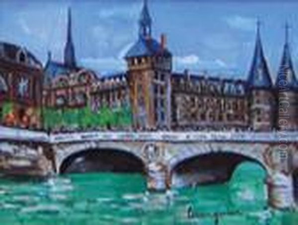 Vue De Paris, La Conciergerie Oil Painting by Lucien Genin