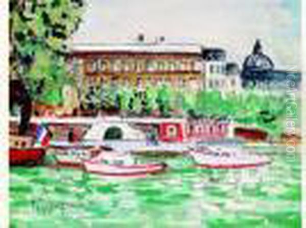 Les Quais De Seine, L'hotel De La Monnaie Oil Painting by Lucien Genin