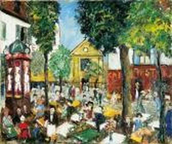 La Place Du Tertre Oil Painting by Lucien Genin