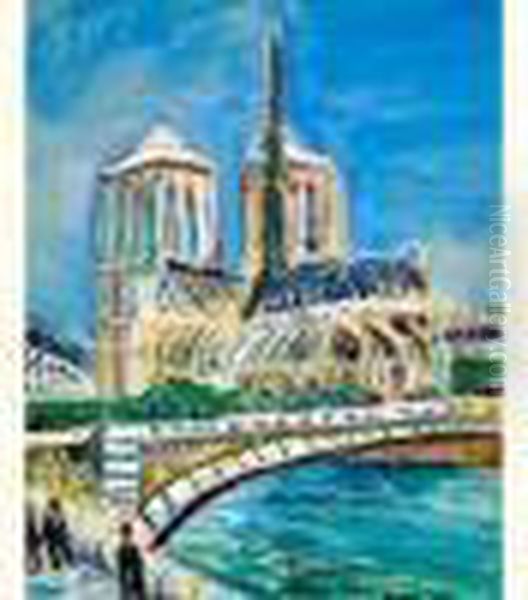 Vue De Notre Dame De Paris Oil Painting by Lucien Genin