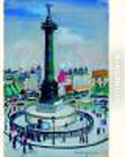 Place De La Bastille Oil Painting by Lucien Genin