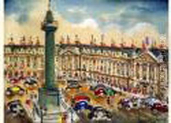 La Place Vendome Oil Painting by Lucien Genin