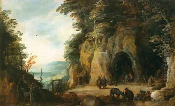 Monk's Hermitage in a Cave Oil Painting by Joos De Momper