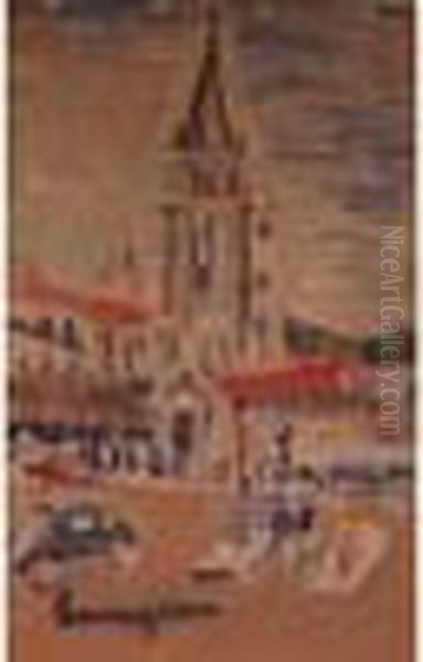 Saint Germain Des Pres Oil Painting by Lucien Genin