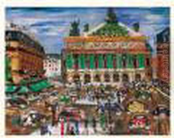 Paris, La Place De L'opera Oil Painting by Lucien Genin