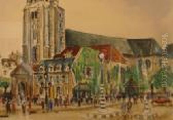 Eglise Saint Germain Des Pre Oil Painting by Lucien Genin