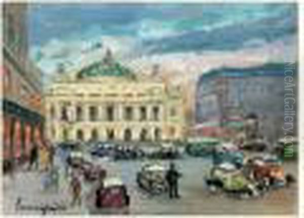 Paris, Place De L'opera Oil Painting by Lucien Genin