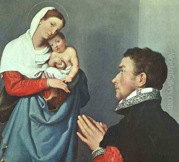 A Gentleman in Adoration before the Madonna 1560 Oil Painting by Giovanni Battista Moroni