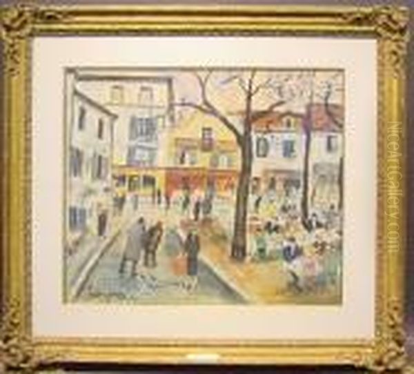 La Place Du Tertre Oil Painting by Lucien Genin