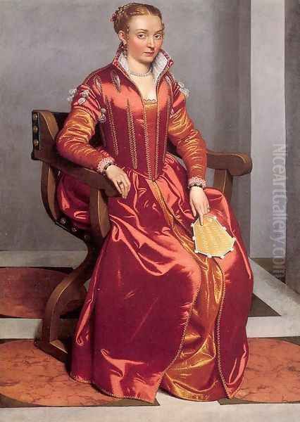 Portrait of a Lady (Possibly Countessa Lucia Albani Avogadro) 1557-60 Oil Painting by Giovanni Battista Moroni