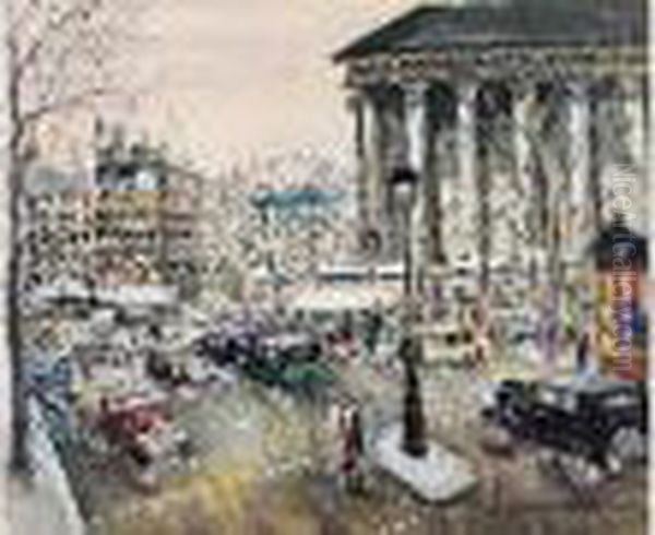 La Place De La Madeleine. Oil Painting by Lucien Genin