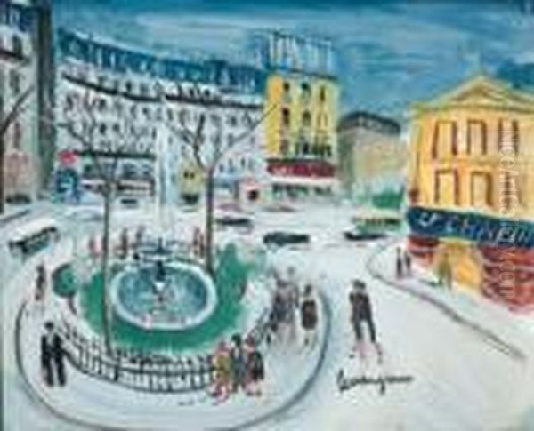 Place De Clichy Oil Painting by Lucien Genin