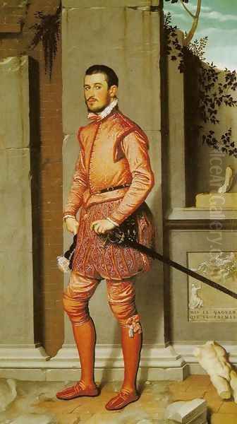 Gentleman in Pink, Gian Gerolamo Grumelli (Il cavaliere in rosa) Oil Painting by Giovanni Battista Moroni