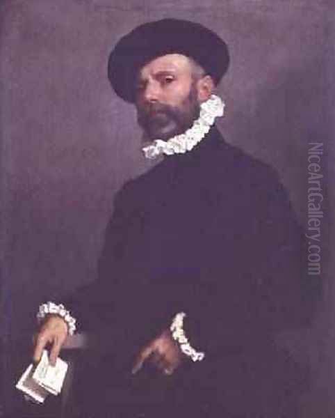 Portrait of a Man holding a Letter 1570-75 Oil Painting by Giovanni Battista Moroni