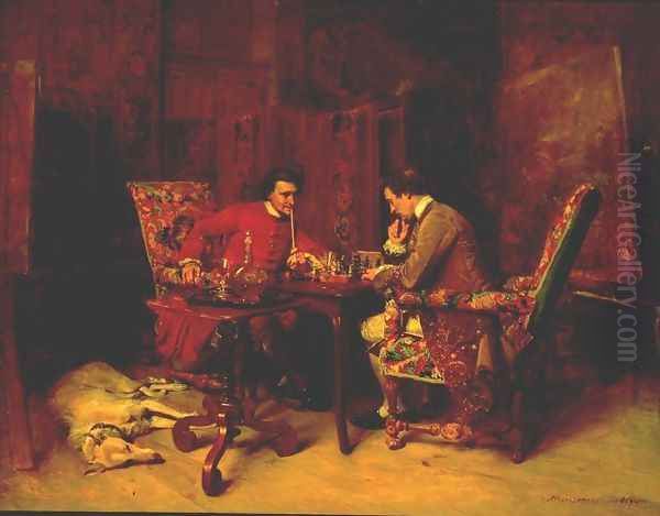 Chess Players Oil Painting by Jean-Louis-Ernest Meissonier