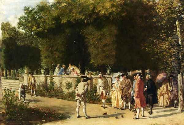 Playing Jeu De Boules Oil Painting by Jean-Louis-Ernest Meissonier