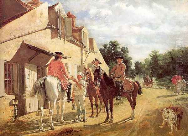 At the Relay Station 1860 Oil Painting by Jean-Louis-Ernest Meissonier