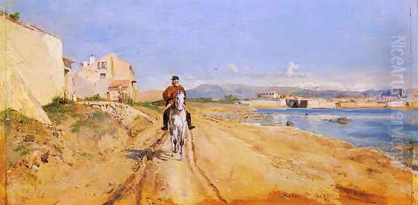 Self-Portrait Along The Route De La Salice, Antibes Oil Painting by Jean-Louis-Ernest Meissonier