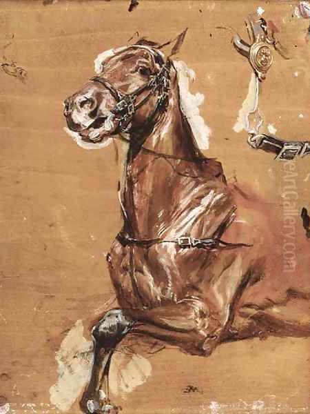 A study of a bridled horse Oil Painting by Jean-Louis-Ernest Meissonier