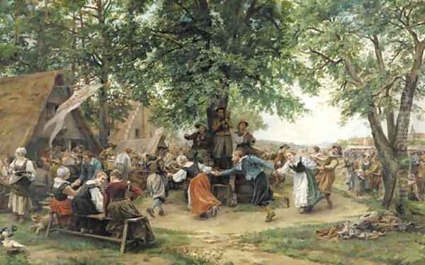 The village festival Oil Painting by Jean-Louis-Ernest Meissonier