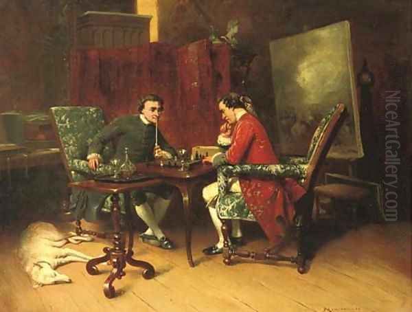 A game of chess Oil Painting by Jean-Louis-Ernest Meissonier