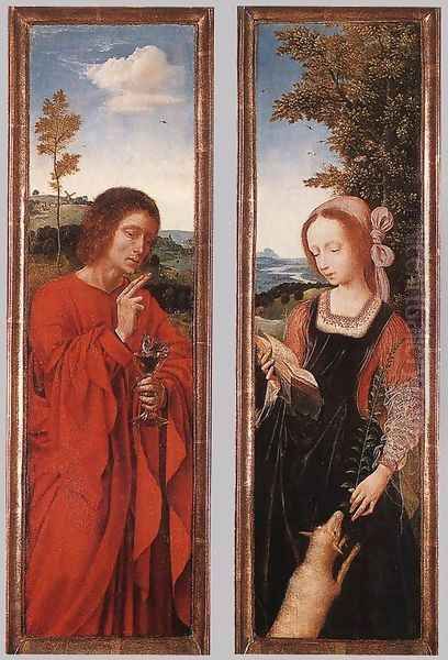 John the Baptist and St Agnes c. 1520 Oil Painting by Quinten Metsys