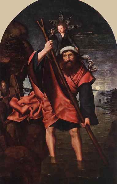 St Christopher Oil Painting by Quinten Metsys