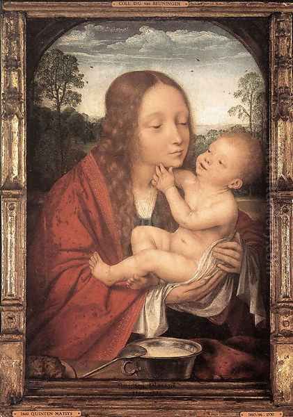 Virgin and Child in a Landscape Oil Painting by Quinten Metsys