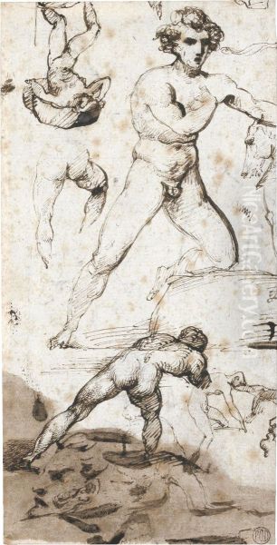 Double-sided Sheet Of Studies For A Gigantomachie Oil Painting by Theodore Gericault