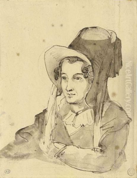 Portrait Of A Lady, Half-length, Wearing A Bonnet by Theodore Gericault