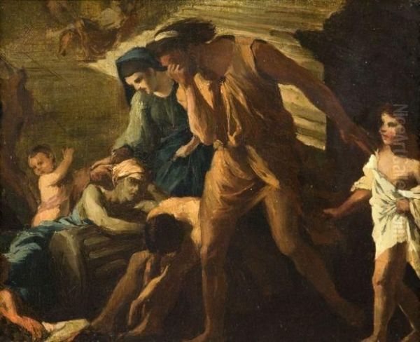 La Peste D'azdod, D'apres Nicolas Poussin Oil Painting by Theodore Gericault