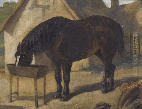 Pferd An Der Tranke Oil Painting by Theodore Gericault