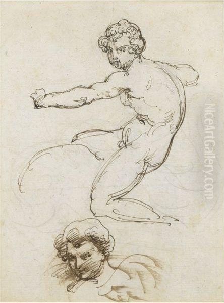 Studies For Cupid On A Dolphin And A Separate Studyof His Head Oil Painting by Theodore Gericault