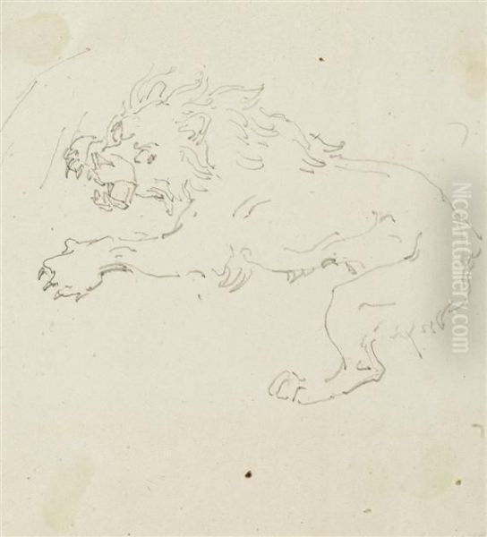 Study For A Lion Oil Painting by Theodore Gericault