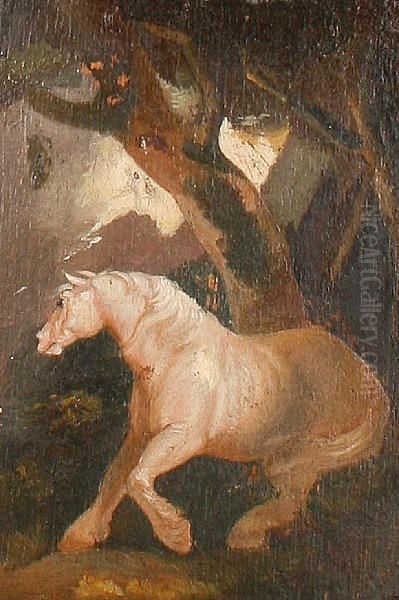 Horse Under A Tree Oil Painting by Theodore Gericault