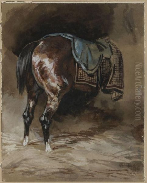 Cheval A L'ecurie Oil Painting by Theodore Gericault