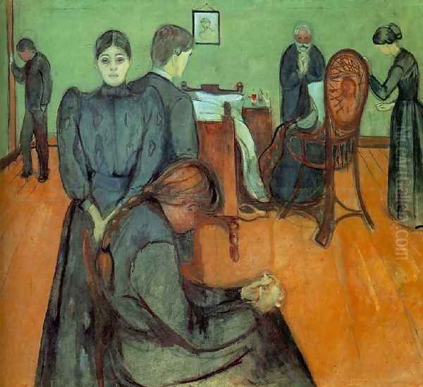 Death in the Sick-Room Oil Painting by Edvard Munch