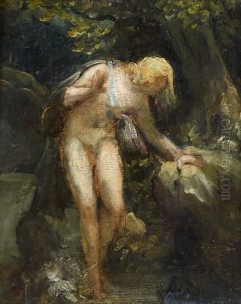 Narcisse Se Mirant Dans L'eau Oil Painting by Theodore Gericault