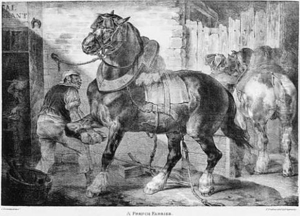 A French Farrier Oil Painting by Theodore Gericault