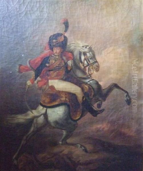 Cavalier Hussard Oil Painting by Theodore Gericault